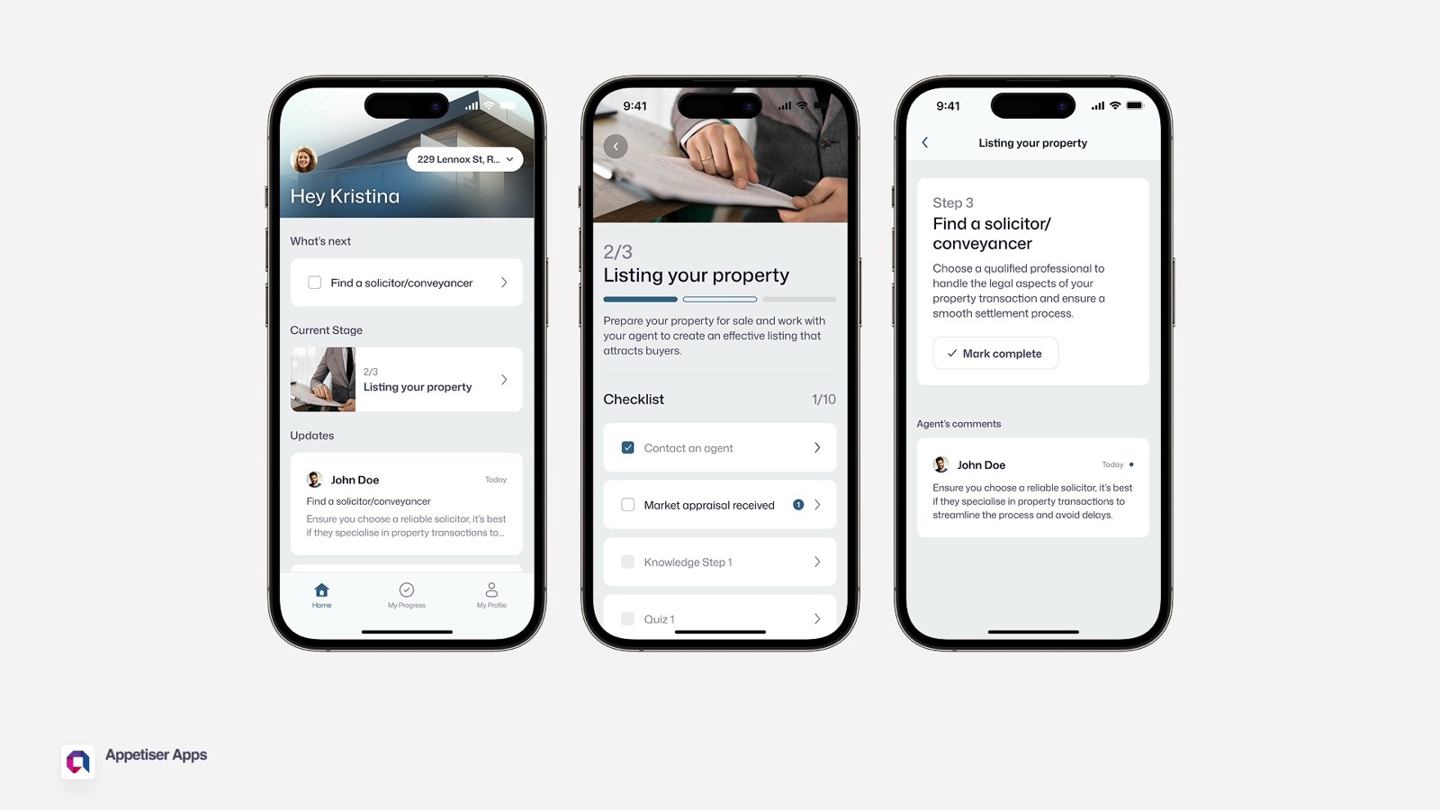 AgentAlign seller dashboard — what's next, current stage, and agent updates