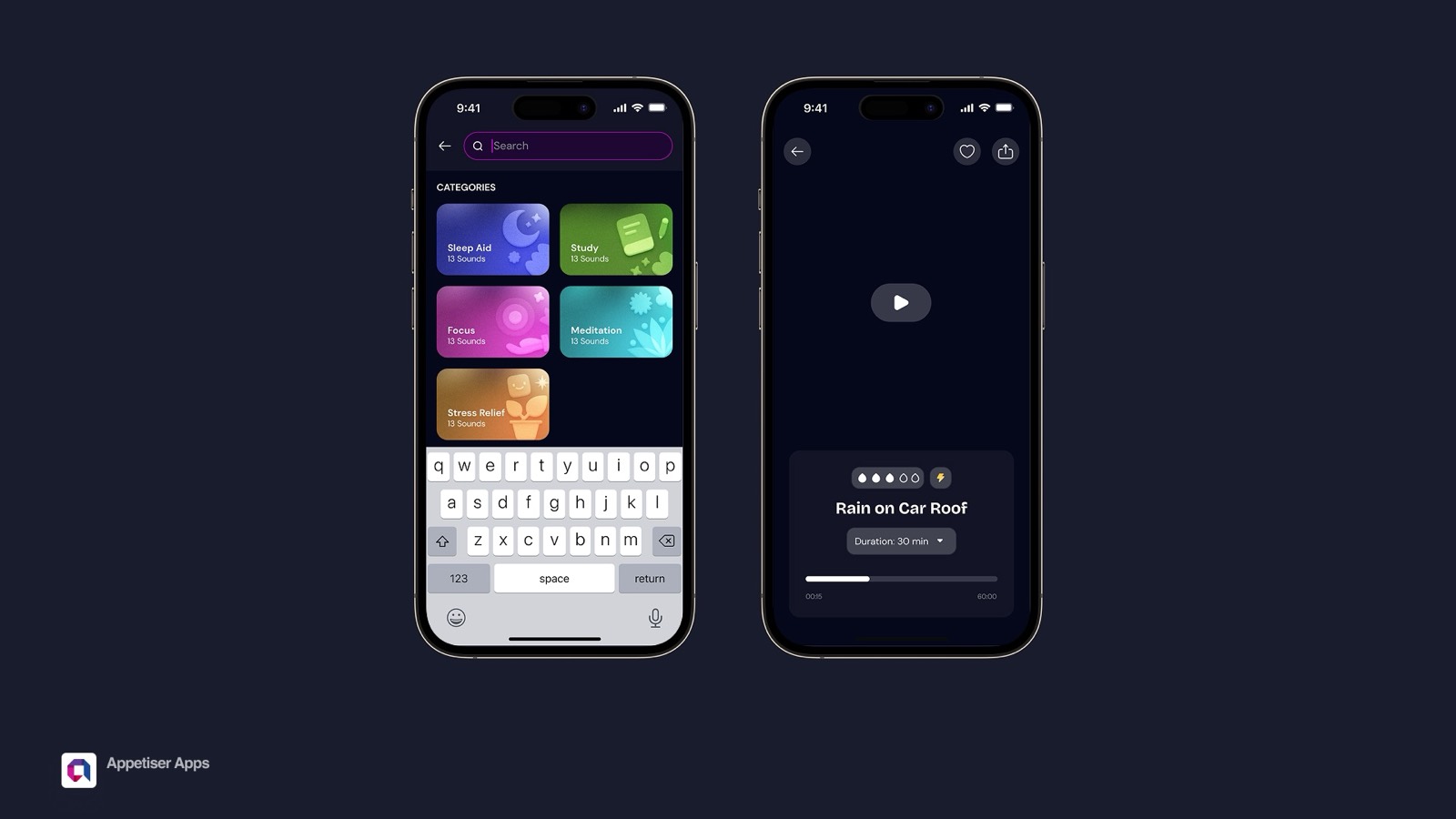 Rainscape player with mix controls