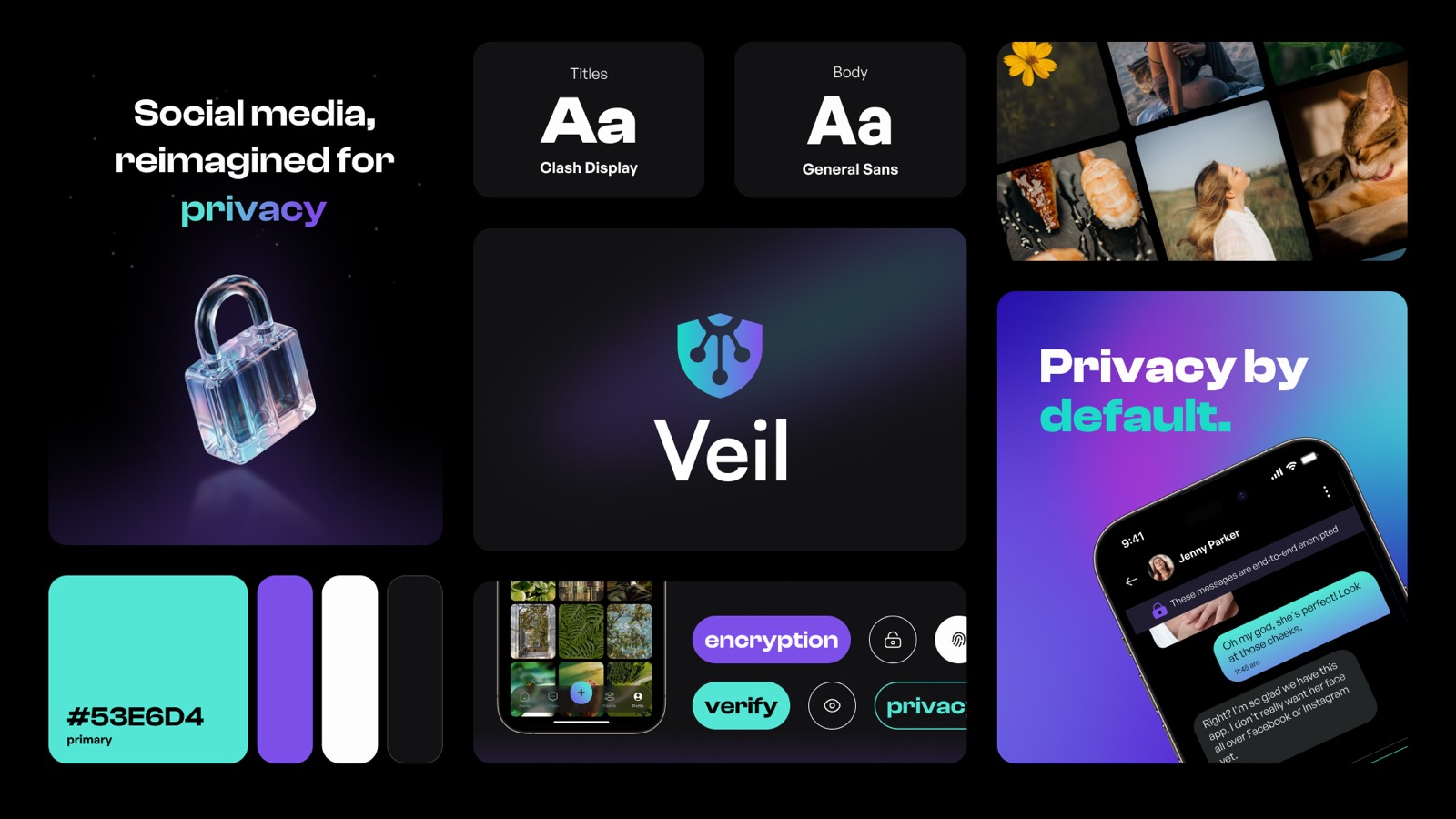 Veil brand board — social media, reimagined for privacy